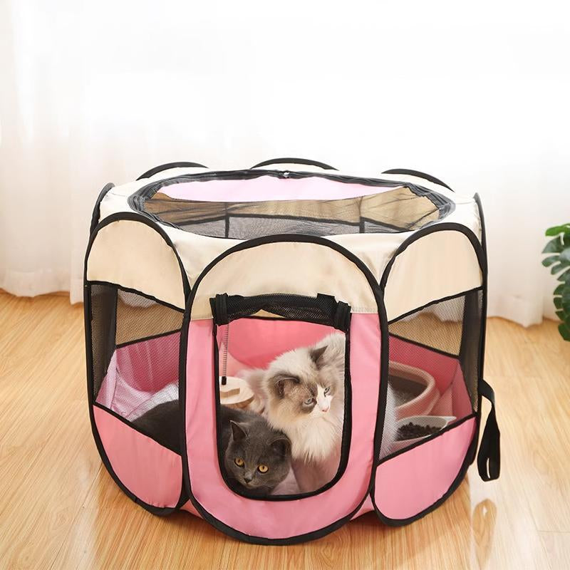 Portable Pet Playpen, Foldable Paw Print Pet Tent, Pet Maternity Room, Pet Nest for Dogs & Cats