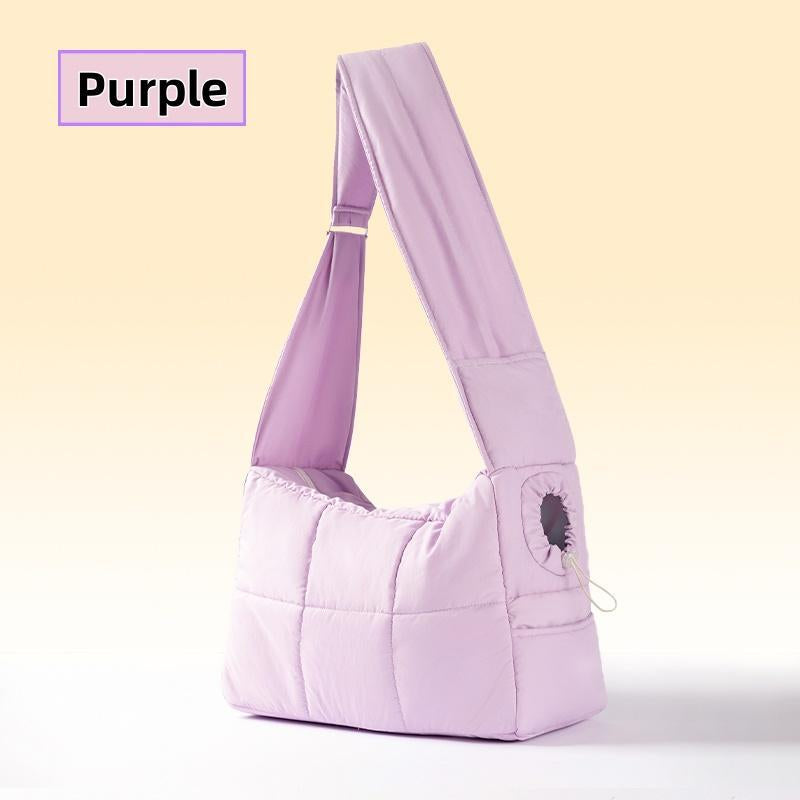 [Hipipet] Quilted Sling Carrier - Spacious Escape-Proof Pet Bag for Cats & Small Dogs, Breathable Minimalist Outing Pack