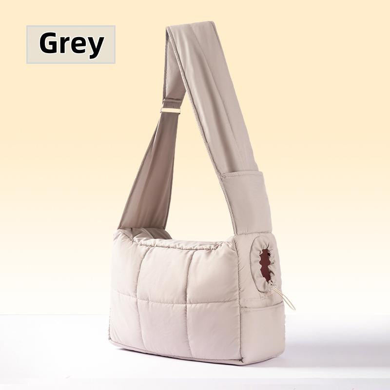 [Hipipet] Quilted Sling Carrier - Spacious Escape-Proof Pet Bag for Cats & Small Dogs, Breathable Minimalist Outing Pack