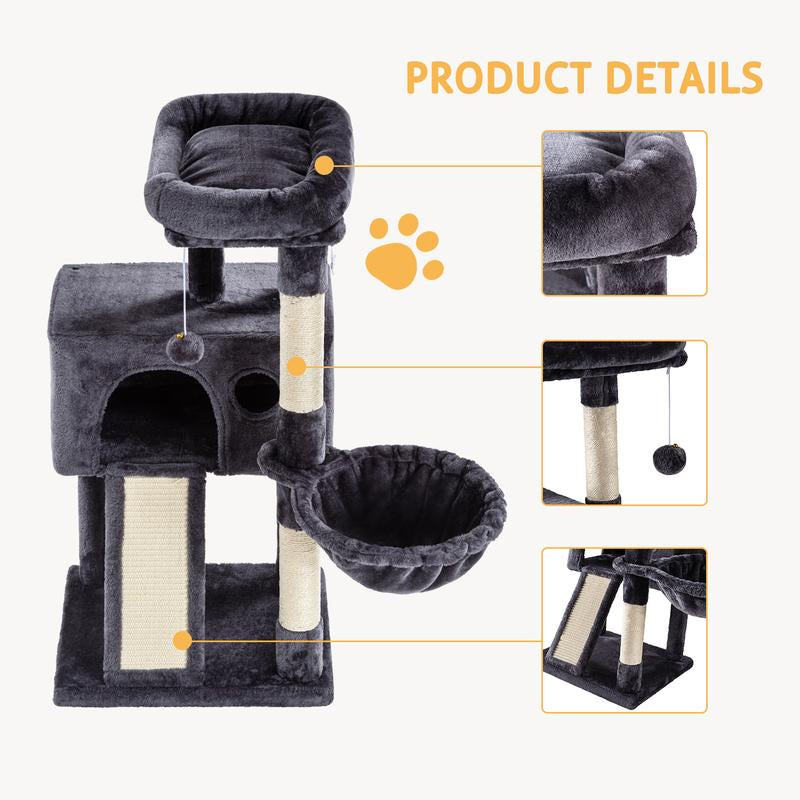 SHA CERLIN 36” Cat Tree | Multi-Level Cat Tower with Hammock & Sisal Scratching Posts | Cozy & Fun for Cats#Tiktokshopbacktoschool