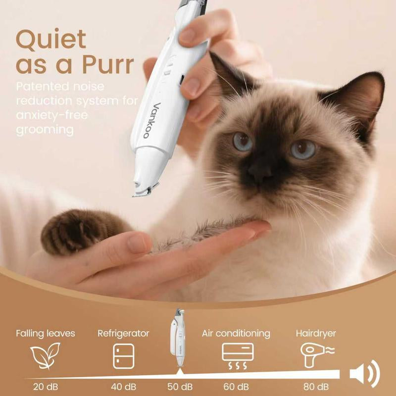 Vankoo Petgroomer 2-In-1 Dog Nail Clipper & Paw Hair Trimmer with LED Light, Rechargeable & Waterproof – Grooming Tool for Paws, Face, Ears, Rump – Safe for Dogs & Cats