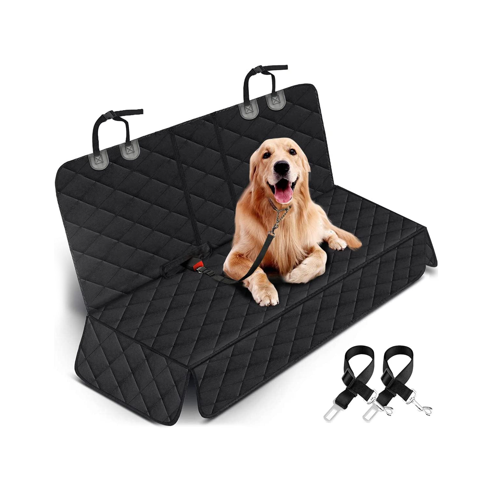 Dog Car Seat Cover, Back Seat Cover for Dogs Pet Car Seat Protector Waterproof Bench Car Seat Cover, Non-Slip Reat Seat Cover Fits Middle Armrest for Most Cars Trucks Suvs - Black
