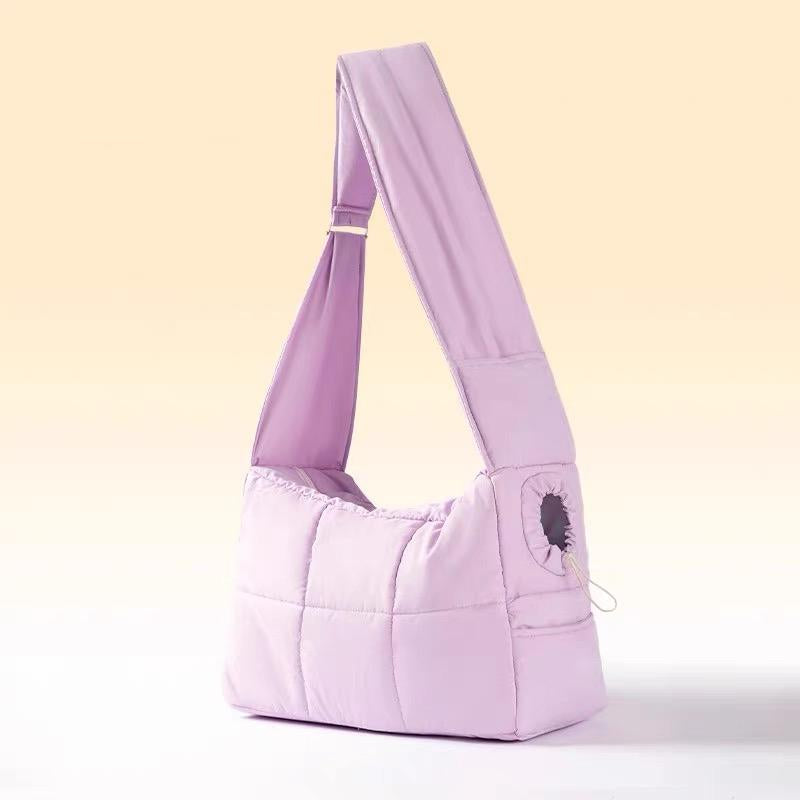 [Hipipet] Quilted Sling Carrier - Spacious Escape-Proof Pet Bag for Cats & Small Dogs, Breathable Minimalist Outing Pack